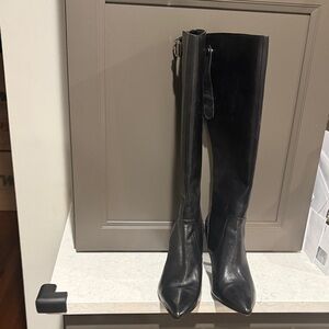 Anne Klein Black Over the Knee Boots with zipper up the back